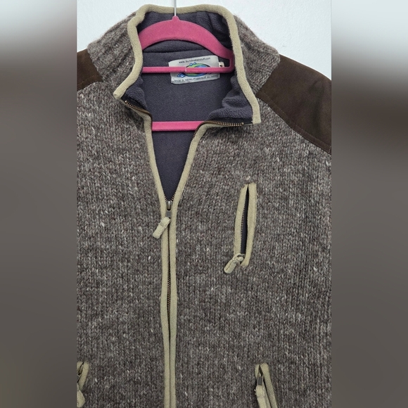 Vintage Laundromat 100% Wool Brown Zip-Up Outdoor Jacket Sz M Fleece Linning - Picture 3 of 12